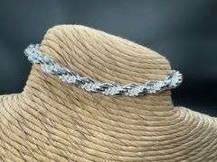 Sterling Silver Diamond-Cut Rope Chain 5.4mm Solid 925 Italy New Bracelet 8"