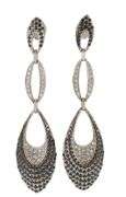 1.50ctw Pave Black and White Diamond Geometric Shaped Dangle Earrings in 14K