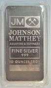 State-of-the Art Johnson Matthey 10 Troy Oz pure .999 Silver Bar. Unique Serial Number