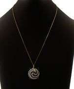 1.25ctw Pave Sapphire and 0.75ctw Diamond Swirl Circle Pendant Necklace in 18K