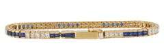 2.80ctw Princess Diamond and 3.00ctw Sapphire Tennis Bracelet in 18K