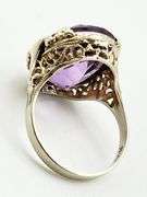 14KT White Gold Art Deco Filigree Design Amethyst Ring