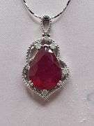 Unbelievable very fine Ruby and diamond Necklace in Silver – GGA Certified