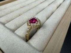 14k Yellow Gold Heart Ring w/ White & Pink CZ's Size 7