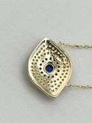 925 Sterling Silver Gold Tone Eye Shaped Evil Eye Necklace