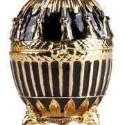 3" Ribbed Black & Gold Fabergé Egg Replica Jewelry Box – Easter Gift, Collectible Russian Egg