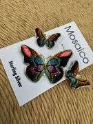 Original Handmade Mosaico Butterfly Earrings & Pendant 925 Sterling Silver Mexico Artistic Jewelry