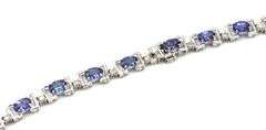 Amazing 17.31CTW Designer Oscar Friedman Oval Faceted Tanzanite & Diamond Necklace in 14K White Gold