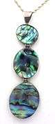 Vintage 925 sterling silver triple drop abalone shell pendant on chain