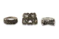 Sterling & Marcasite Rings - Lot of 3