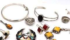 Big group lot of vintage 925 sterling silver mixed jewelry