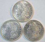 Flashy near mint 1921 P-D-S Morgan Silver Dollars