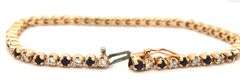 14kt Yellow gold round brilliant cut blue sapphire and diamond link bracelet