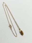 14KT Yellow Gold Filled Tiger Eye Drop pendant Necklace
