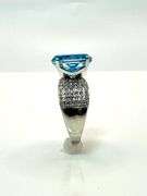 Breathtaking 14 kt White Gold Plate 5 Ct Simulated Swiss Blue Topaz Ring
