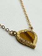 12KT Yellow Gold Filled Tiger Eye Heart Necklace