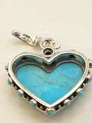 925 Sterling Silver CBARSE Heart Shape Turquoise Southwestern Style Design Pendant