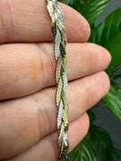 Sterling Silver Tri Colored Braided Herringbone Necklace 5mm 925 Italy Chain 16"