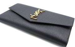 YSL Grain De Poudre Monogram uptown wallet