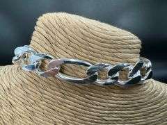 Men's 13.5mm .925 Sterling Silver Heavy Figaro Chain Cuban Link Italy Bracelet 9"