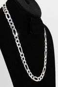 Men's 10.9mm Solid .925 Sterling Silver Flat Figaro Chain Link Italy Necklace 30"