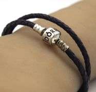 Pandora braided double wrap leather bracelet