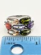 925 Sterling Silver Baguette Cut Multi Color Stones Ring