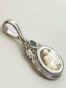 Sajen 925 Sterling Silver Mother Of Pearl Turquoise Turtle Pendant