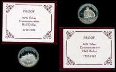 2 1982 George Washington Proof Silver Half Dollars in Box w/CoA.