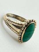 925 Sterling Silver Navajo Style Oval Malachite Ring