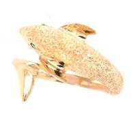 14kt Yellow gold emerald eye Dolphin ring