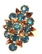 10kt Yellow gold blue sapphire cluster ring