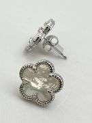 295 Sterling Silver White Mother Of Pearl Four Clover Motifs Earrings