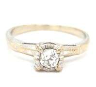 14kt White gold mine cut diamond ring