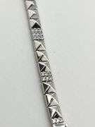 925 Sterling Silver Alternative Polished Pyramid link With Crystal Pave Bracelet