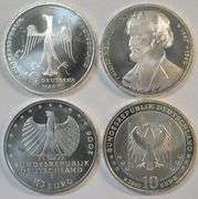 Gem SILVER 1995 & 1997 German 10 Marks and 2006 & 2007 10 Euros