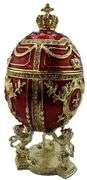 Royal Imperial Red Russian Fabergé Egg Replica with Red Carriage
