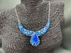 Original Handmade Mosaico Necklace & Earring Set 925 Sterling Silver Mexico Artistic Jewelry
