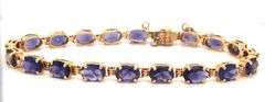 14kt Yellow gold oval Tanzanite link bracelet