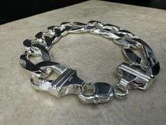 Men's 18mm Solid .925 Sterling Silver Flat Figaro Chain Link Italy Bracelet 9" inch