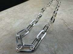 Sterling Silver Paperclip Flat Link Chain 6.7mm Solid 925 Italy Necklace 16"