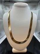 Huge 105.5 Gram 14 Kt Gold Plated Herringbone Necklace