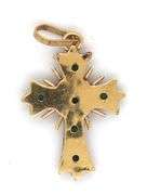 14kt Yellow gold emerald cross pendant