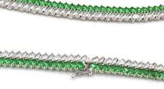 925 Sterling silver leaf style green and white cubic zirconia necklace
