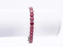 Dazzling 18KT White Gold Plate 27.Ctw Cherry Red Fire Moissanite Tennis Bracelet