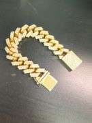 MEN'S 14K YELLOW GOLD AND DIAMOND CUBAN LINK BRACELET. CERTIFIED. OVER 135 GRAMS.