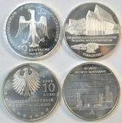 Gem SILVER 1995 & 2001 German 10 Marks and 2006 & 2007 10 Euros