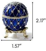 Hand-Painted Enamel Fabergé Egg Style Trinket Box – Vintage Jewelry Keepsake Case