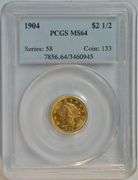 Premium Quality PCGS MS64 graded 1904 $2.50 Liberty Gold. PCGS MS64