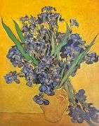 Vincent Van Gogh, Vase with Ireses Against a Yellow Background